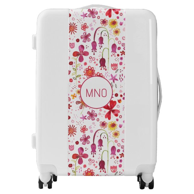 Floral Watercolor Monogram Art Luggage (Front)