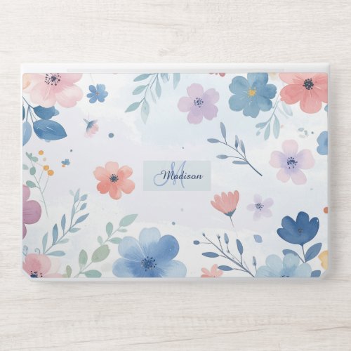 Floral Watercolor Monogram HP Laptop Skin