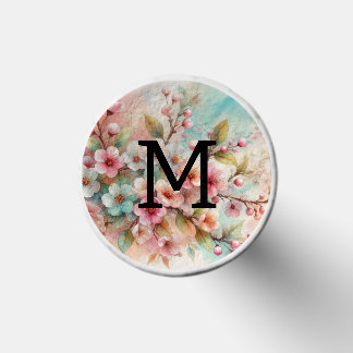 Floral watercolor monogram pink cherry blossoms golf tees