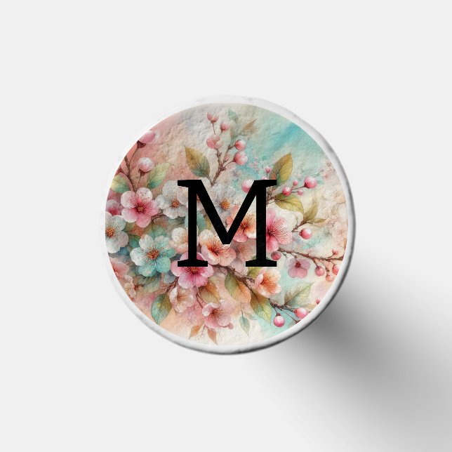 Floral watercolor monogram pink cherry blossoms  golf tees (Top)