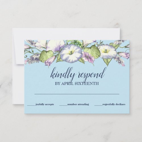 Floral Watercolor Morning Glory Handfasting RSVP Card