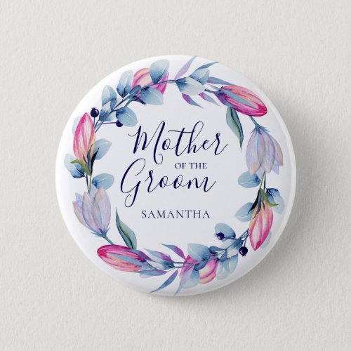 Floral Watercolor Mother of Groom Bridal  Shower Button