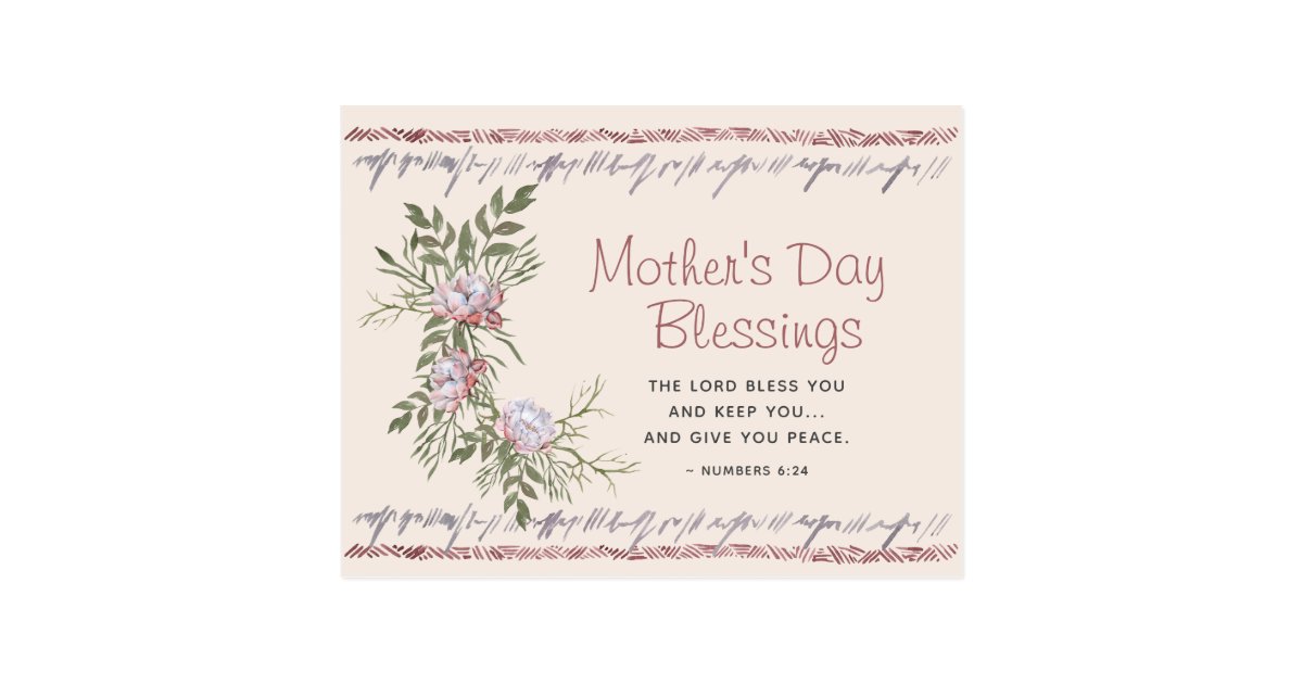 Floral Watercolor Mother's Day Blessings Scripture Postcard | Zazzle.com