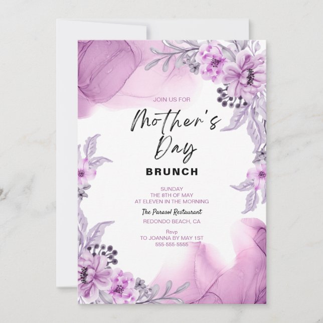 Floral Watercolor Mothers Day Brunch Invitation (Front)