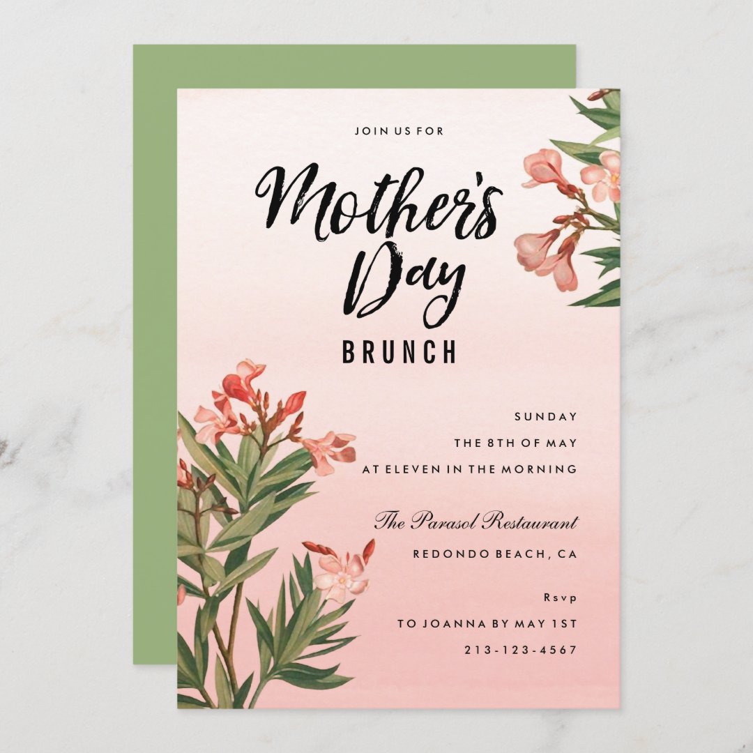 Floral Watercolor Mothers Day Brunch Invitation Zazzle