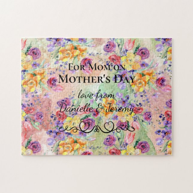 Floral Watercolor Mother's Day Puzzle (Horizontal)