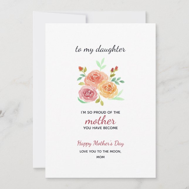 Floral Watercolor Mother's Day to Daughter Card (Front)