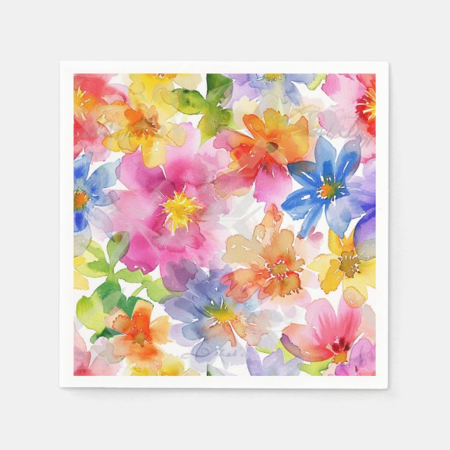 Floral Watercolor  Napkins (Front)