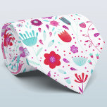 Floral Watercolor Neck Tie<br><div class="desc">Modern botanical watercolor painting of aqua blue, pink and purple wild flowers on a white background.</div>