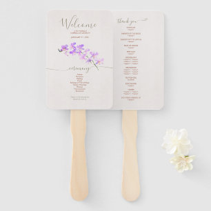 Floral Watercolor Orchids Terracotta Wedding Hand Fan