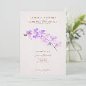 Floral Watercolor Orchids Terracotta Wedding Invitation (Standing Front)