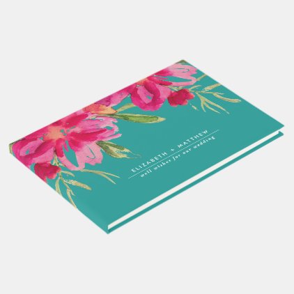 Floral Watercolor Painting Wedding Guest Book
