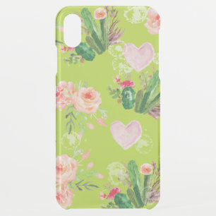Floral watercolor Pastel Green Cactus iPhone XS Max Case