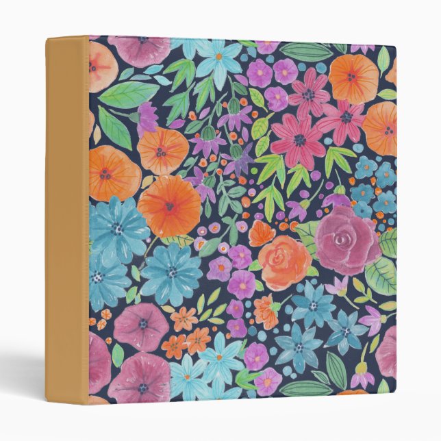 Floral watercolor pattern 3 ring binder (Front/Spine)
