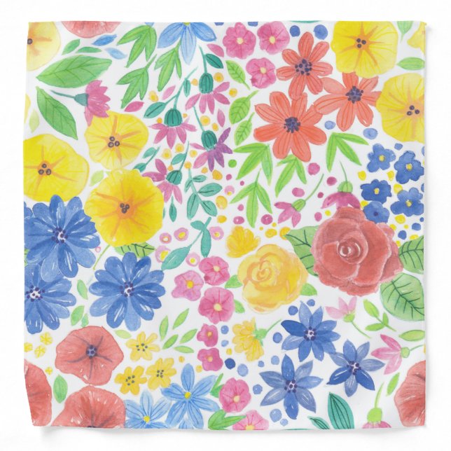 Floral watercolor pattern bandana (Front)