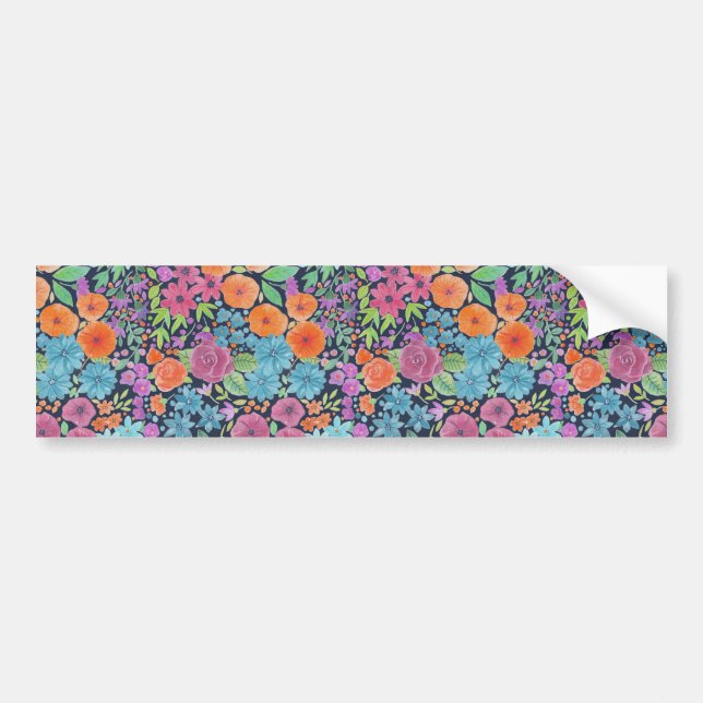 Floral watercolor pattern bumper sticker (Front)