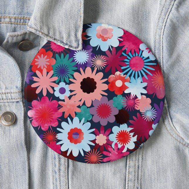Floral Watercolor Pattern Button (In Situ)
