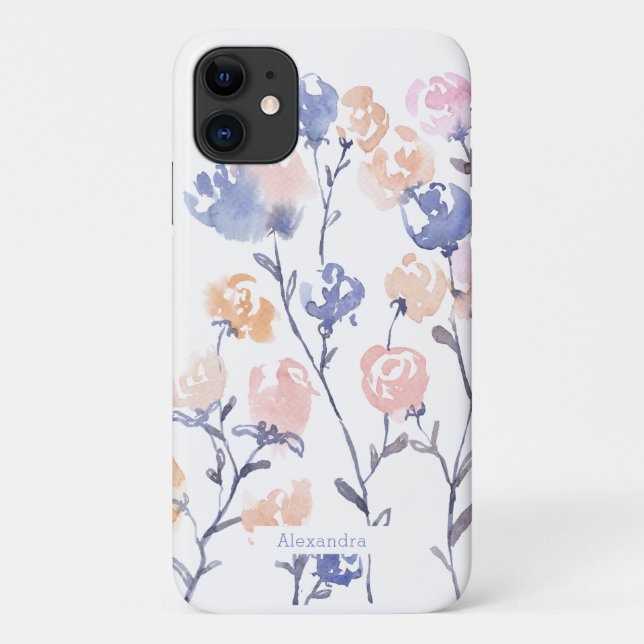 Floral Watercolor Pattern Custom Phone case (Back)