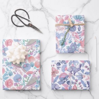 Floral Watercolor Pattern Cute Pink Blue Botanical