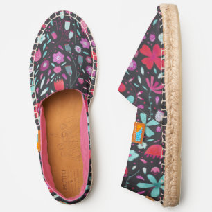 Floral Watercolor Pattern Dark Espadrilles