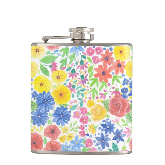 Floral watercolor pattern flask (Front)