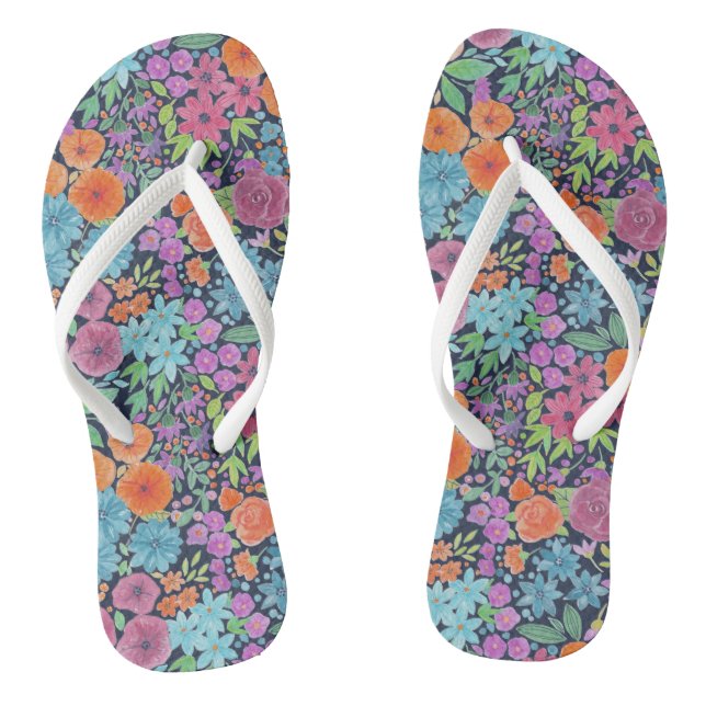 Floral watercolor pattern flip flops (Footbed)