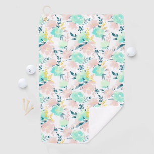 Floral Watercolor Pattern Golf Towel