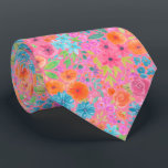 Floral watercolor pattern in pink tie<br><div class="desc">Various flowers painted in watercolors</div>