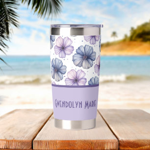 Floral Watercolor Pattern Lavender and Blue Insulated Tumbler