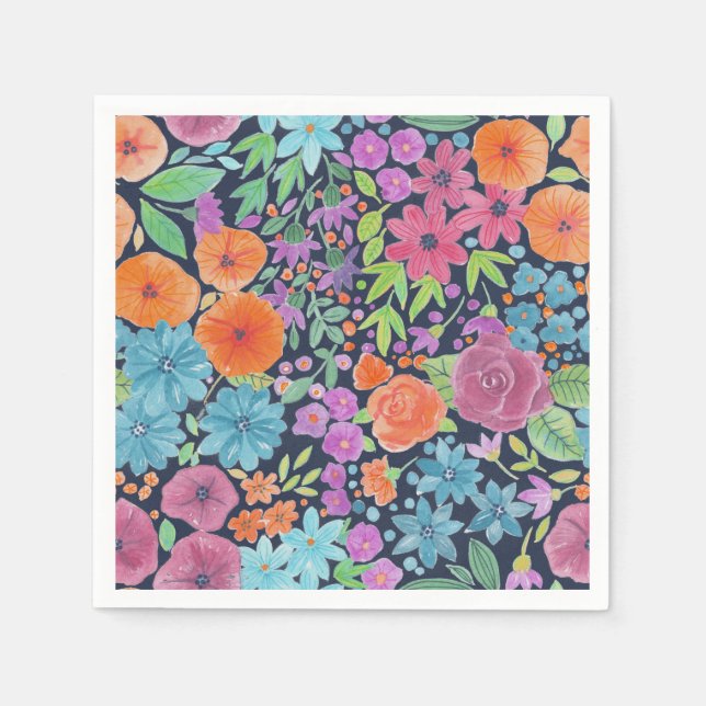 Floral watercolor pattern napkins (Front)