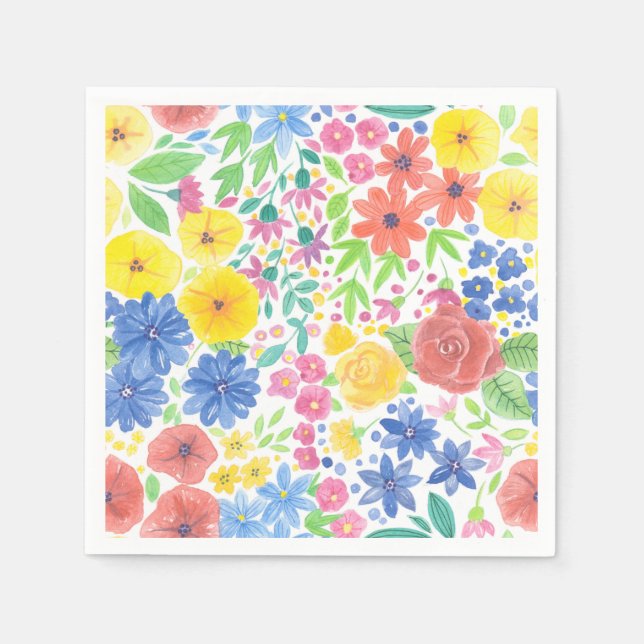 Floral watercolor pattern napkins (Front)