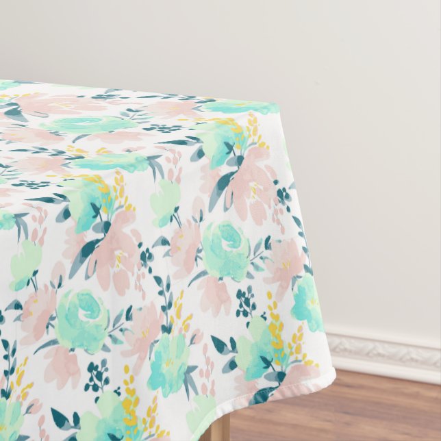 Floral Watercolor Pattern Tablecloth (In Situ)