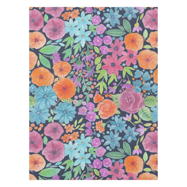 Floral watercolor pattern tablecloth (Front)