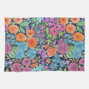 Floral watercolor pattern towel