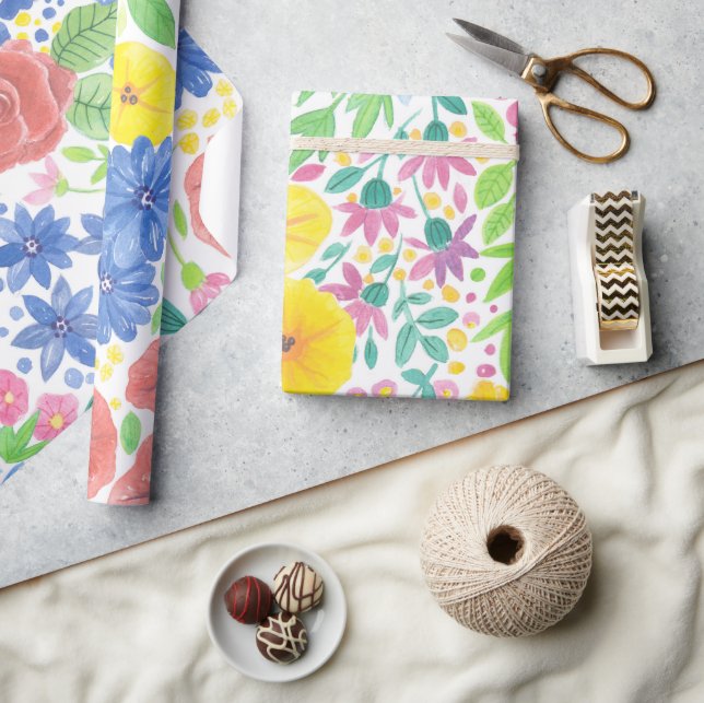 Floral watercolor pattern wrapping paper (Crafts)