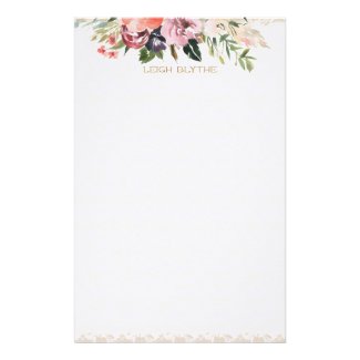 Floral Watercolor Peonies Personalized Stationery