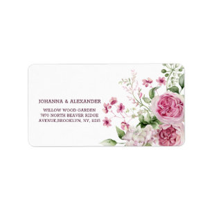 Floral Watercolor Peony Purple-Pink Wedding Label