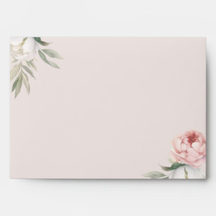 Floral Watercolor Peony Return Address Envelope