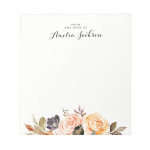 Floral Watercolor Personalized Notepad Stationery