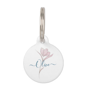 Floral Watercolor Personalized Pet ID Tag • Custom
