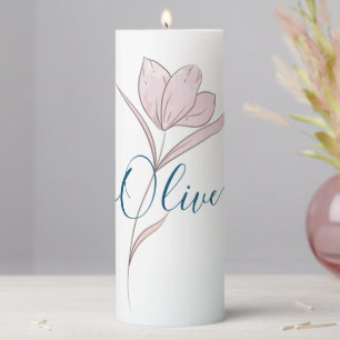 Floral Watercolor Personalized Pillar Candle