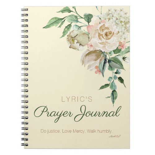 Floral Watercolor Personalized Prayer Journal