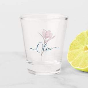 Floral Watercolor Personalized Shot Glass – Custom