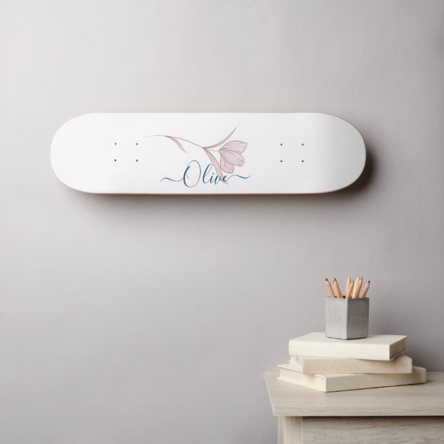 Floral Watercolor Personalized Skateboard – Custom (Wall Art (Horz))