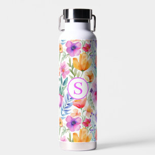 Floral Watercolor Personalized Water Bottle