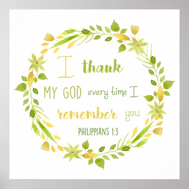 floral watercolor philippians bible verse poster (Front)