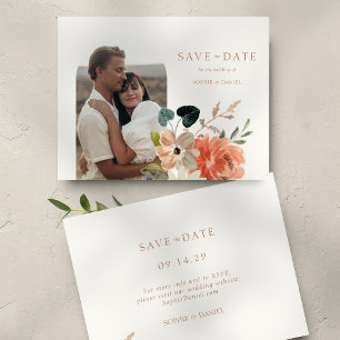 Floral Watercolor Photo Wedding Announcement Card