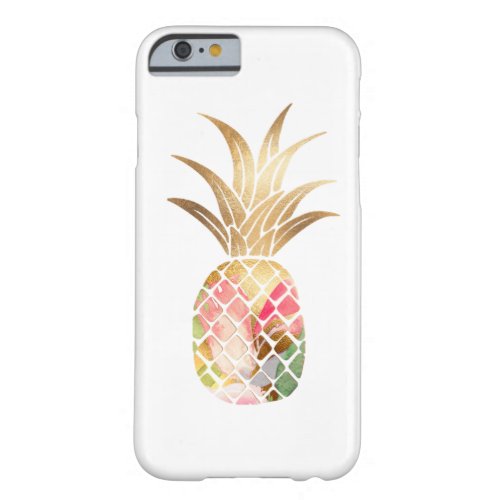 Floral Watercolor Pineapple Faux GoldCollage Barely There iPhone 6 Case