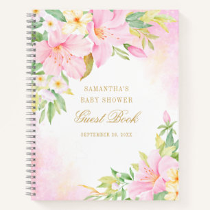 Floral Watercolor Pink Baby Shower Guest Book