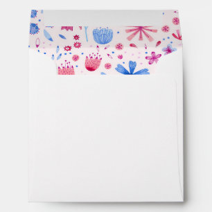 Floral Watercolor Pink Blue Envelope